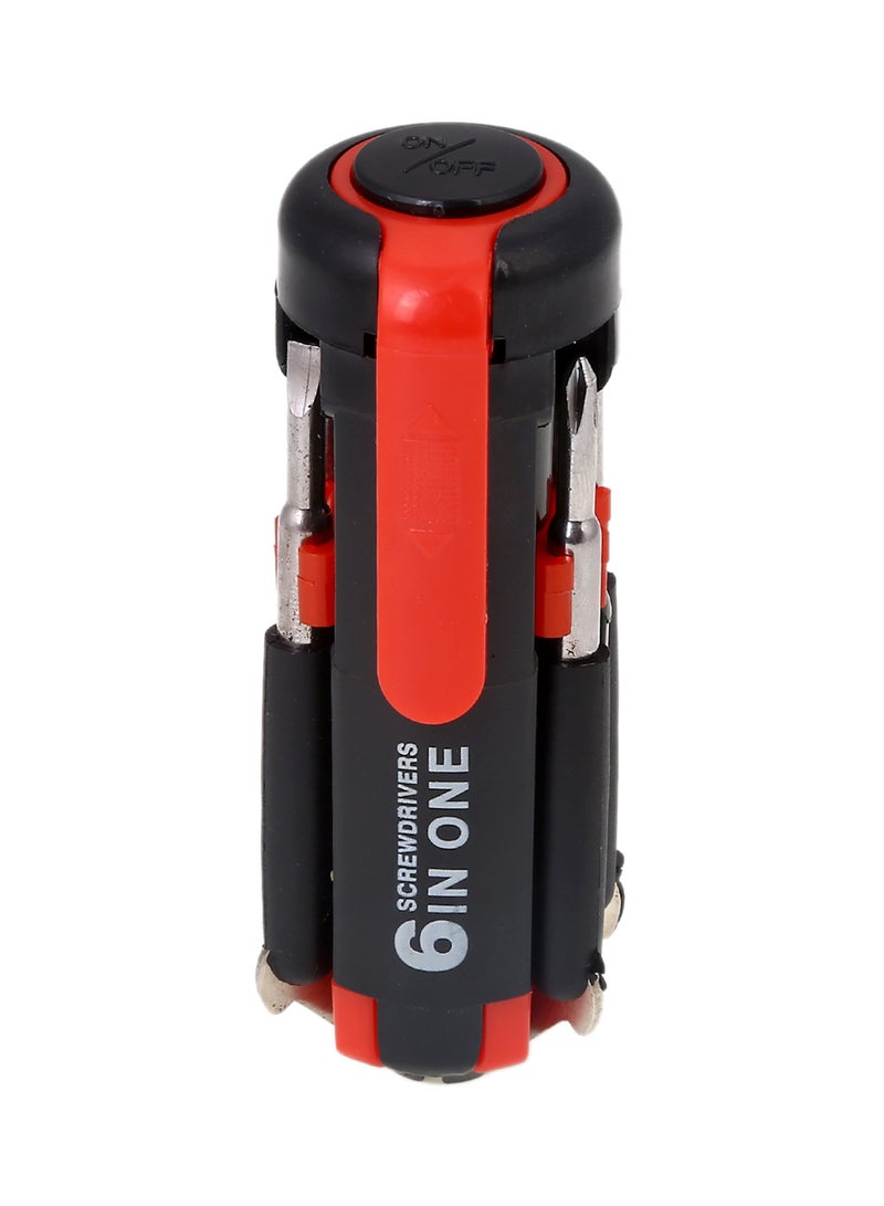 6-In-1 Multi Purpose Screwdriver With Torch Red/Black 4inch - v1542866477/N19650946A_3