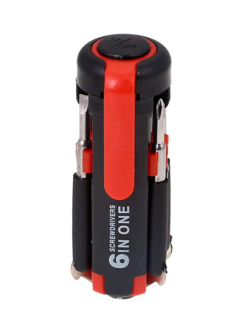 BMB tools 6-In-1 Multi Purpose Screwdriver With Torch Red/Black 4inch  - Image 3