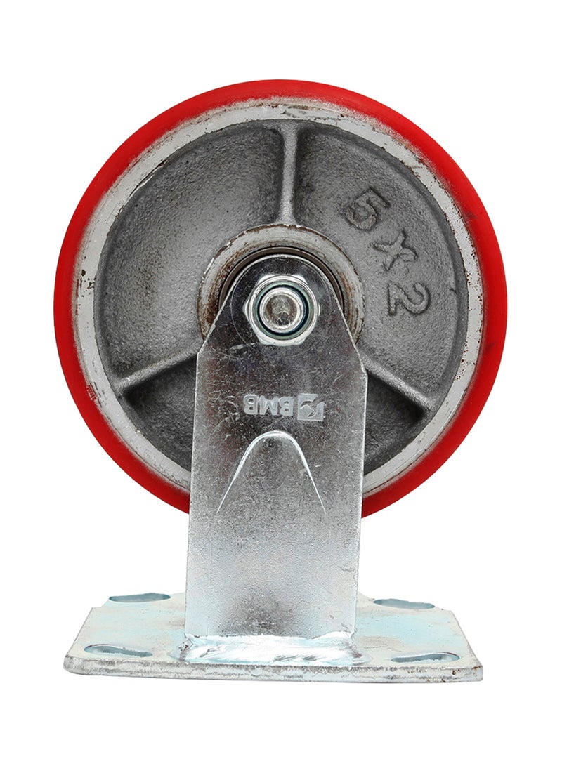 BMB tools Heavy Duty Caster Fixed Wheel Silver/Red 5inch - Image 1