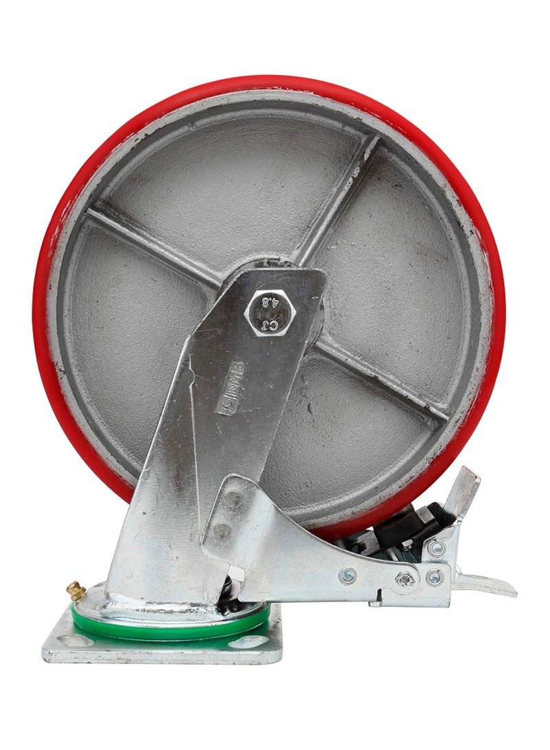 BMB tools Heavy Duty Caster Wheel With Brake Silver/Red 8inch - Image 1