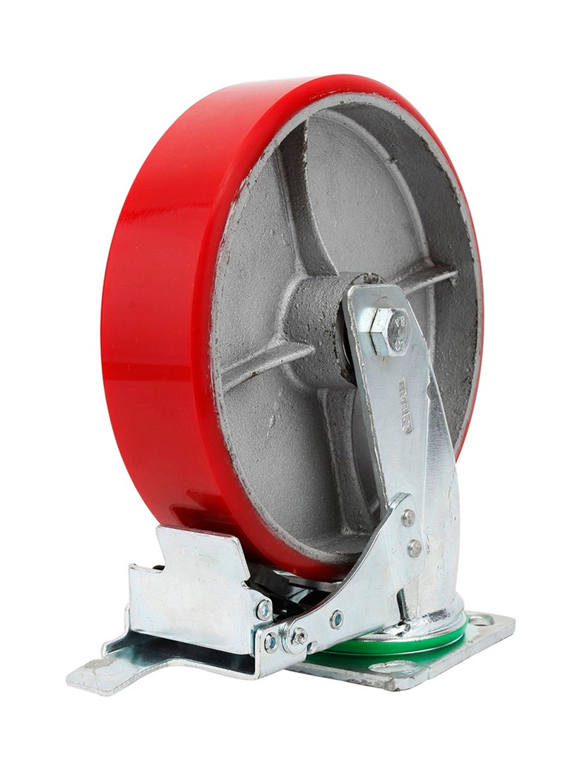 BMB tools Heavy Duty Caster Wheel With Brake Silver/Red 8inch - Image 2