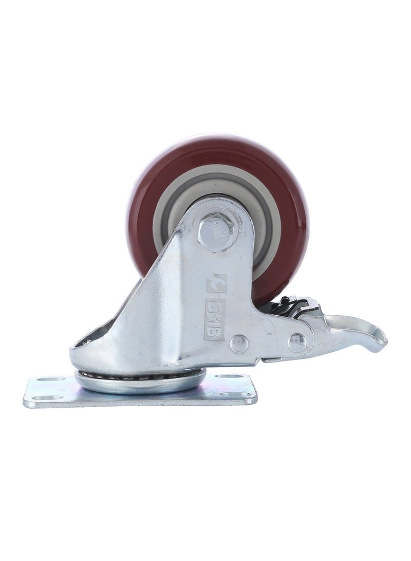 BMB tools Medium Duty Ball Bearing Swivel With Brake Caster Wheel Silver/Red - Image 1