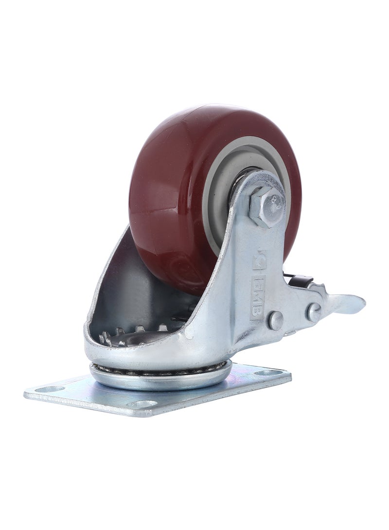 BMB tools Medium Duty Ball Bearing Swivel With Brake Caster Wheel Silver/Red - Image 2