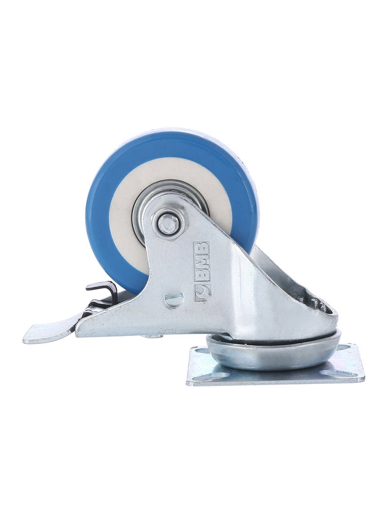 BMB tools Ball Bearing Swivel Caster Wheel With Break Silver/Blue 50mm  - Image 1