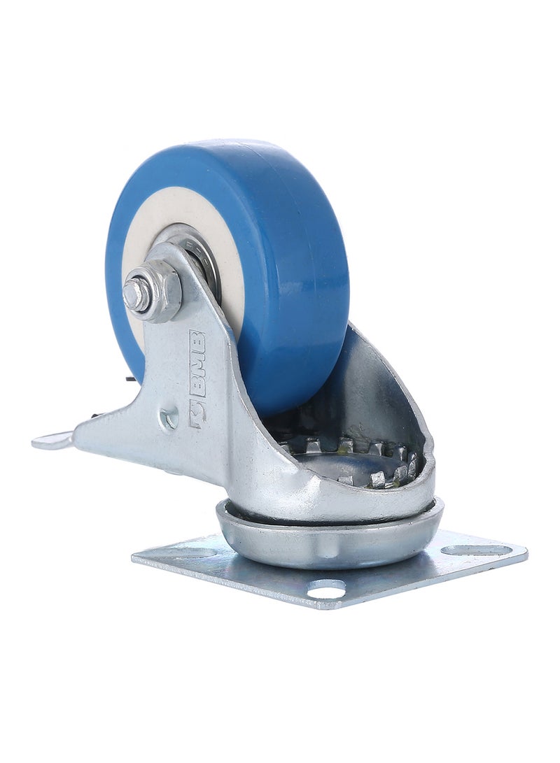 BMB tools Ball Bearing Swivel Caster Wheel With Break Silver/Blue 50mm  - Image 2