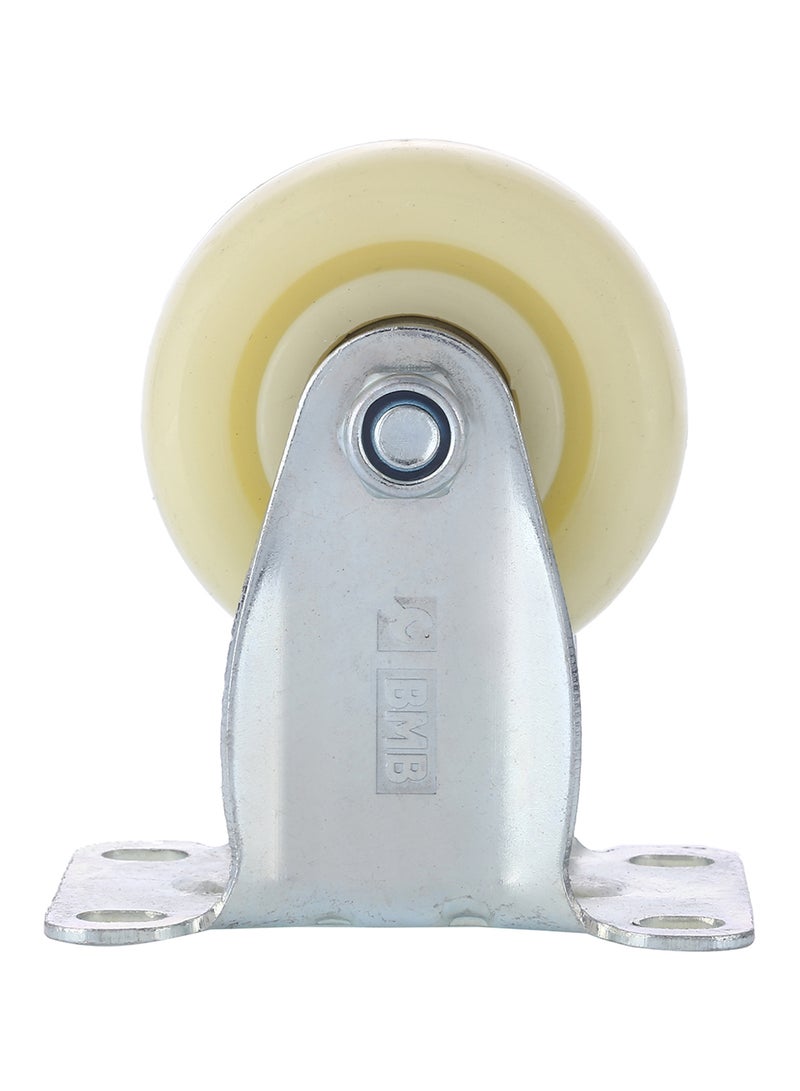 BMB tools Heavy Duty Double Ball Bearing Fixed Caster Wheel Silver/White 125mm  - Image 1