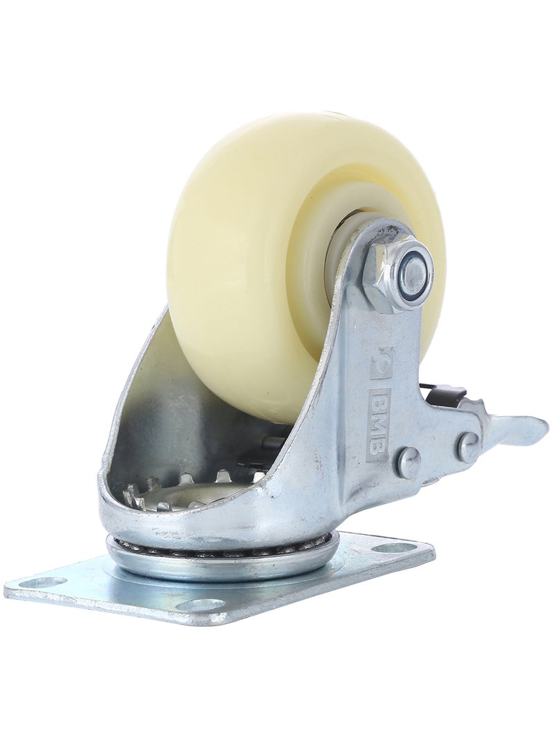 BMB tools Heavy Duty Caster Wheel Double Ball Bearing Swivel With Brake Silver/White 125mm - Image 2
