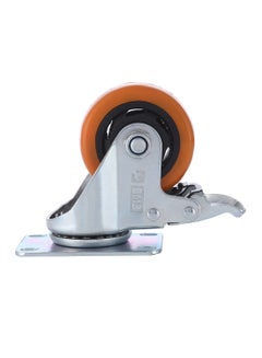 Heavy Duty Caster Wheel Double Ball Bearing Swivel With Brake Silver/Orange 75mm - v1542866564/N19651041A_1