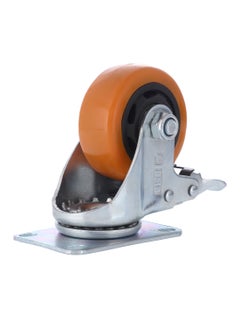 Heavy Duty Caster Wheel Double Ball Bearing Swivel With Brake Silver/Orange 75mm - v1542866565/N19651041A_2