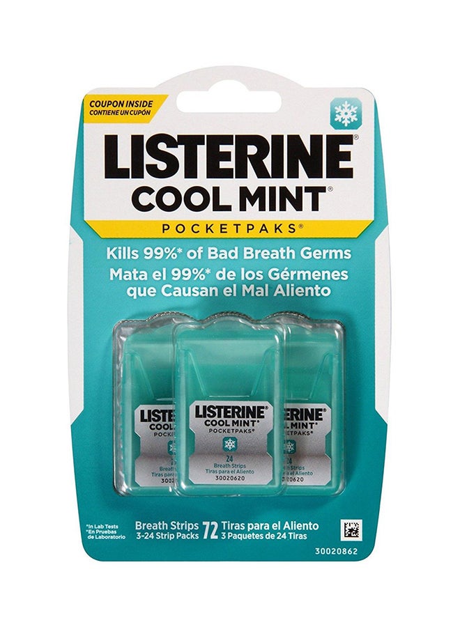 Listerine Pack Of 3 Cool Mint Pocketpaks Breath Strips 