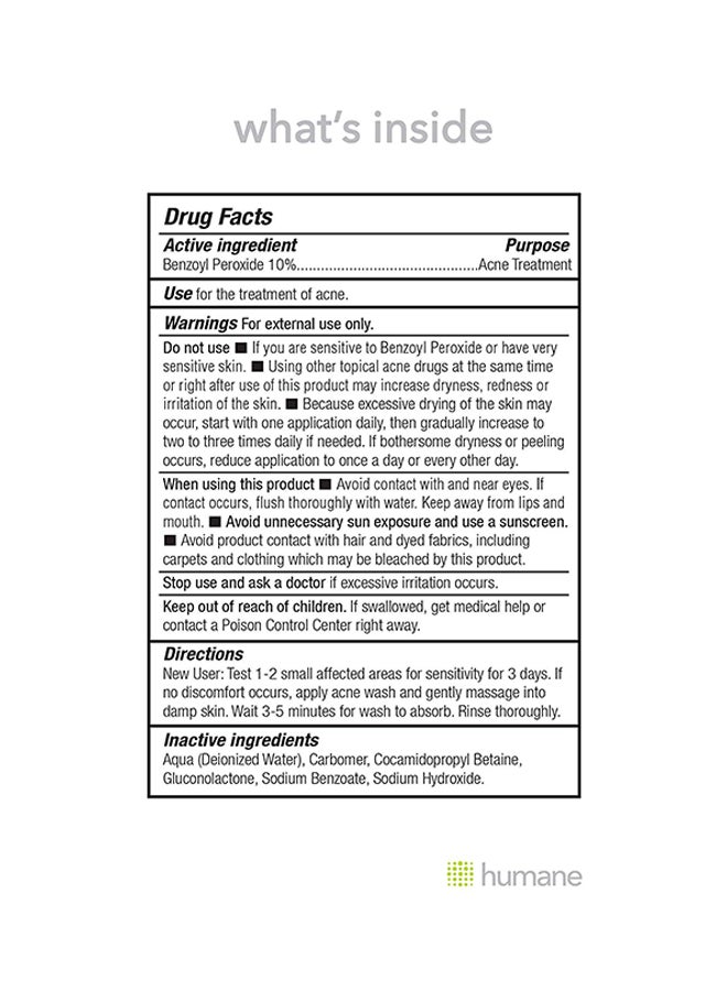 humane - Benzoyl Peroxide 10% Acne Treatment Body And Face Wash 237ml - Image 1