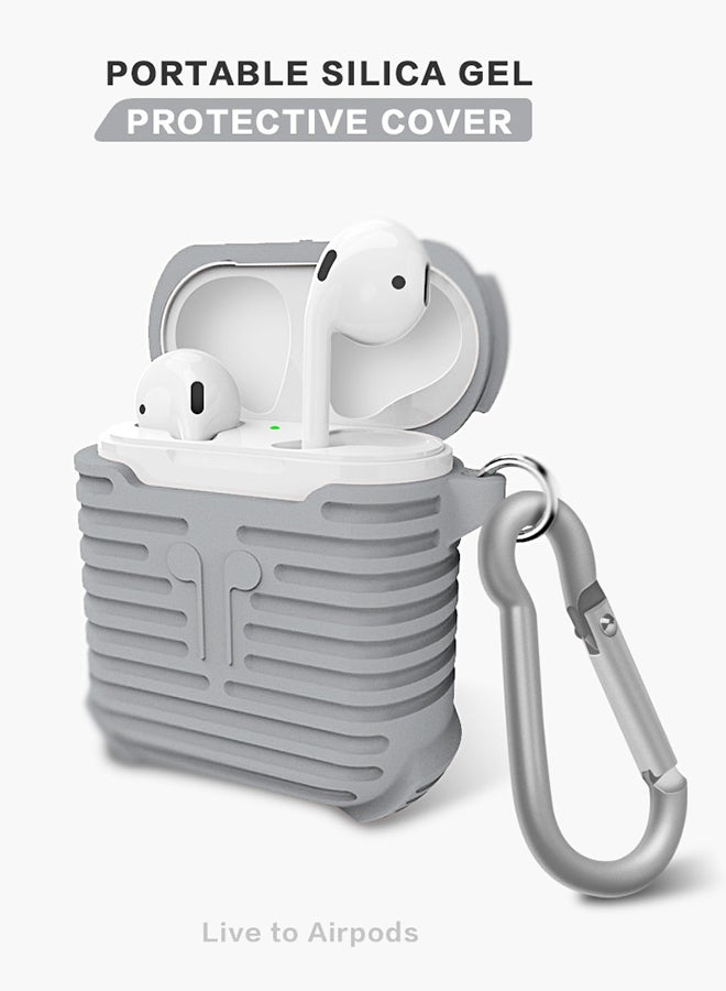 Protective Case With Key Chain For Apple AirPods Grey