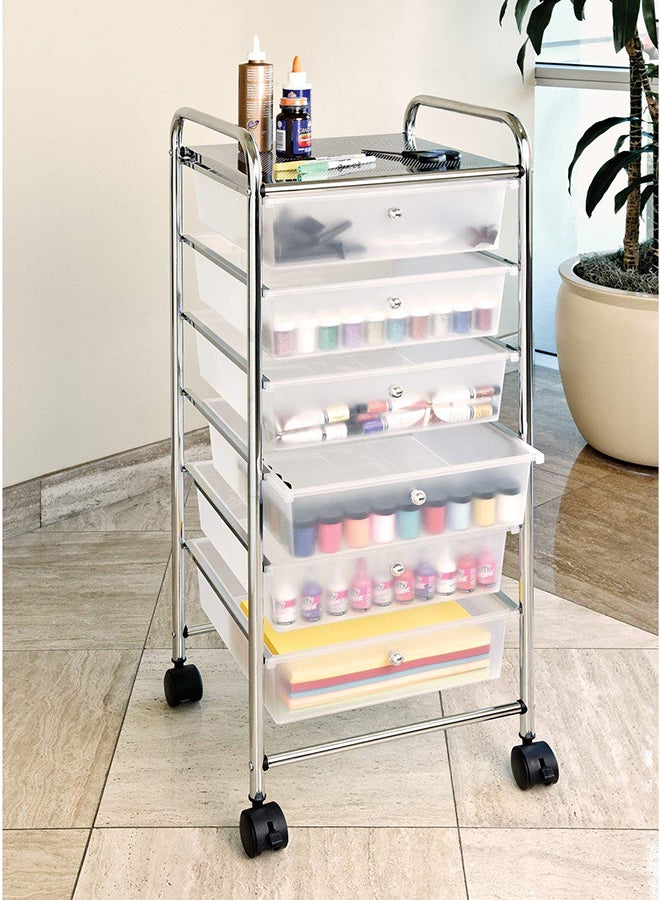 10-Drawer Utility Cart Frosted White 38.2x15.3x15.5inch