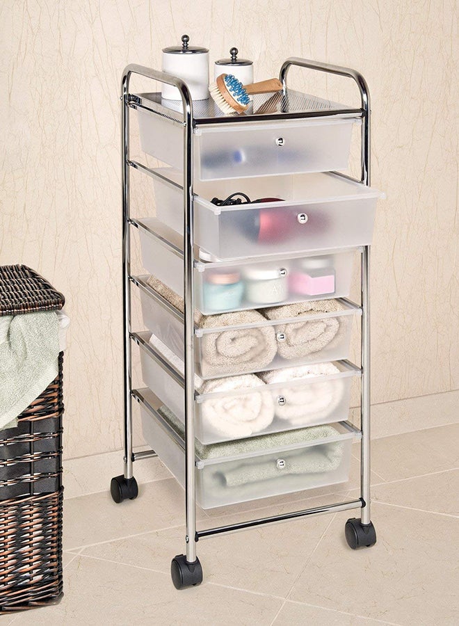 10-Drawer Utility Cart Frosted White 38.2x15.3x15.5inch