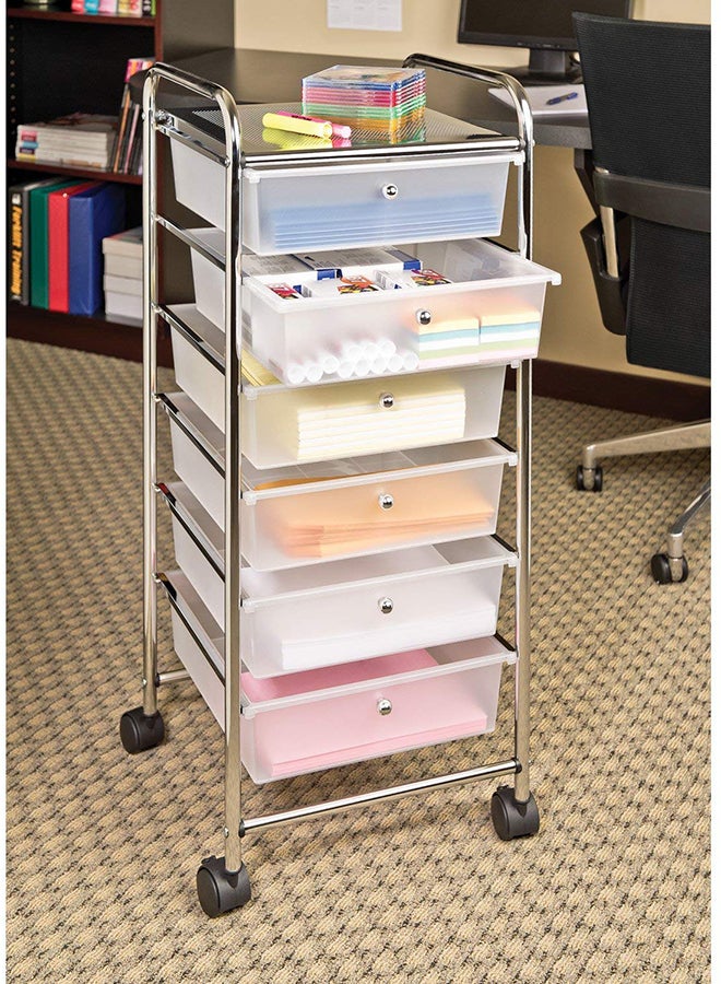 10-Drawer Utility Cart Frosted White 38.2x15.3x15.5inch