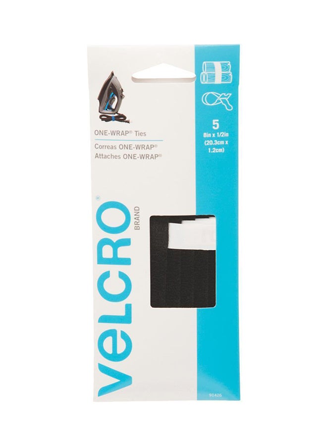 5-Piece One-Wrap Ties Black 20.3x1.2cm