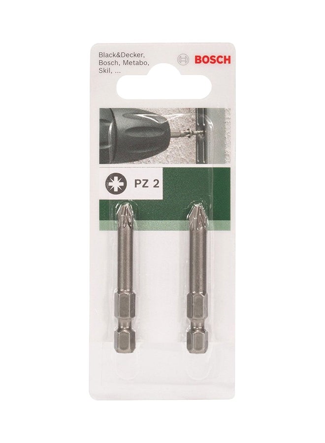 BOSCH 2-Piece Pozi Screwdriver Bit Set Silver  - Image 1