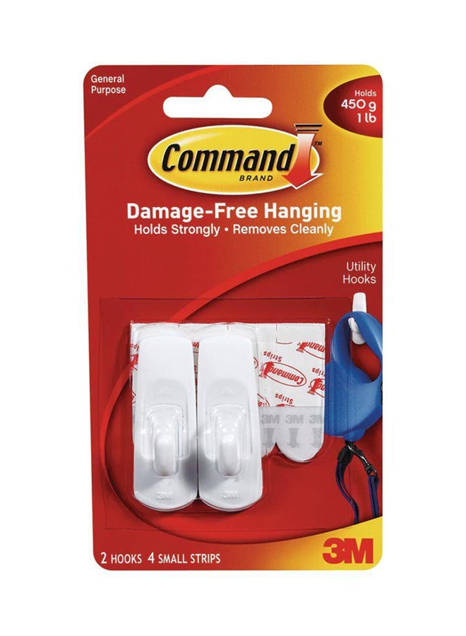 Command 2 Piece Utility Hooks White 450grams