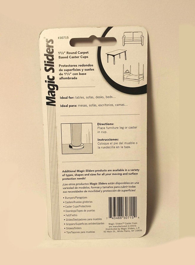 ماجيك سلايدرز 4 قطع من أكواب لأرجل الأثاث بقاعدة من السجاد بيج / أسود 1بوصة - Image 2