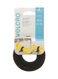 One Wrap Thin Ties 25 Count Black 8x1/2inch