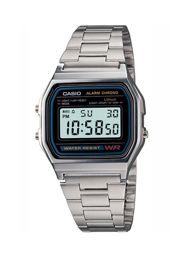 كاسيو ساعة يد رقمية بسوار من الإستانلس ستيل طراز A 158 WA-1 - قياس 33 مم - لون فضي للنساء - Image 1