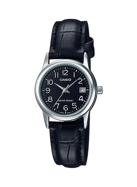 Women's Leather Analog Wrist Watch LTP-V002L-1BUDF - 31 mm - Black