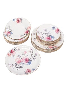 La Mesa 18-Piece Dinner Set White/Pink 0.6x14x1inch  - Image 1