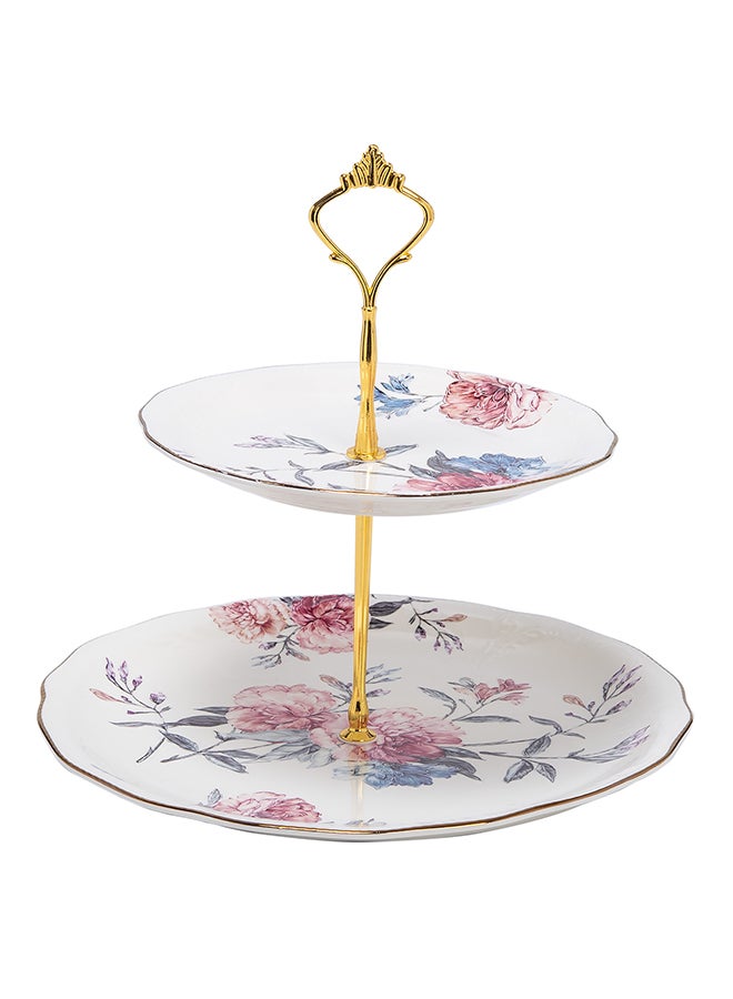 لا ميسا حامل كيك مكون من دورين أبيض/ وردي - Image 1