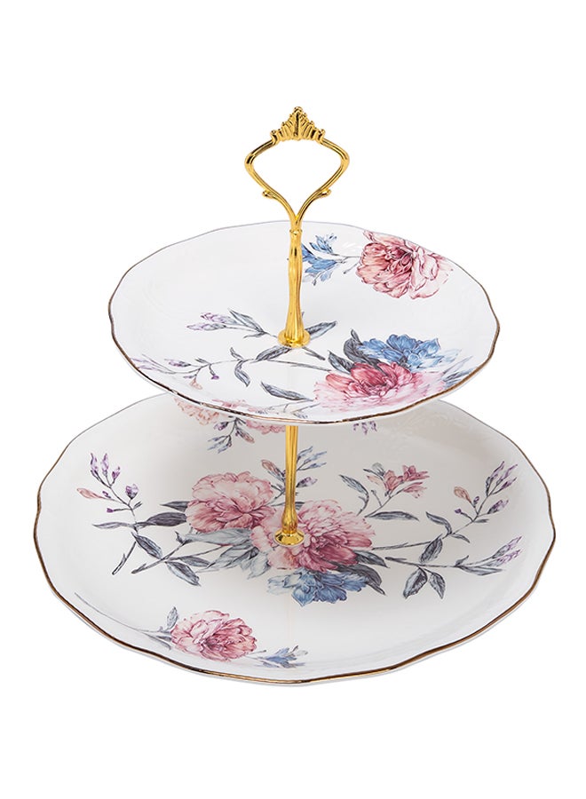 لا ميسا حامل كيك مكون من دورين أبيض/ وردي - Image 2