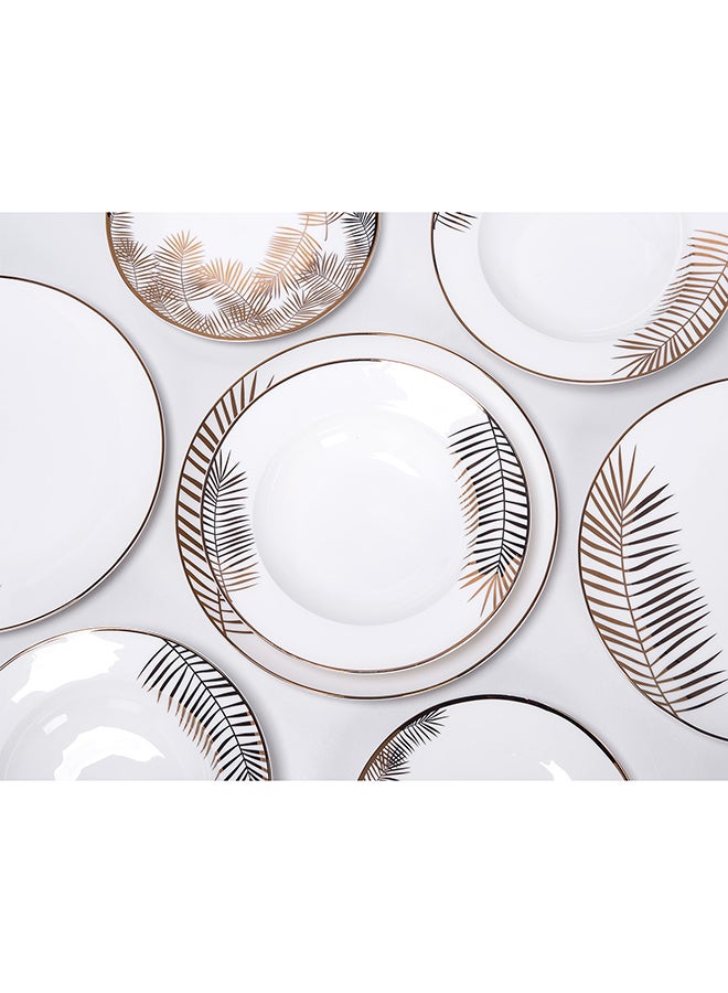 La Mesa 18-Piece Leaf Pattern Dinner Set White/Gold/Black  - Image 3