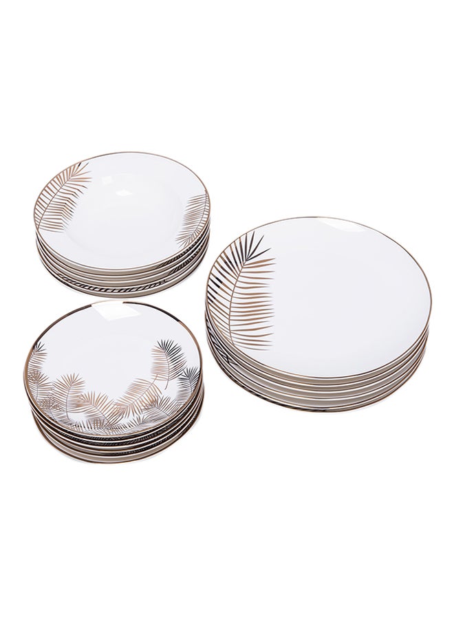 La Mesa 18-Piece Leaf Pattern Dinner Set White/Gold/Black  - Image 1