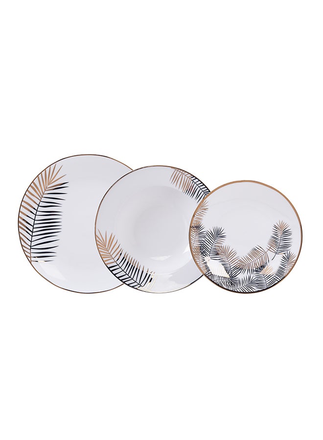 La Mesa 18-Piece Leaf Pattern Dinner Set White/Gold/Black  - Image 2