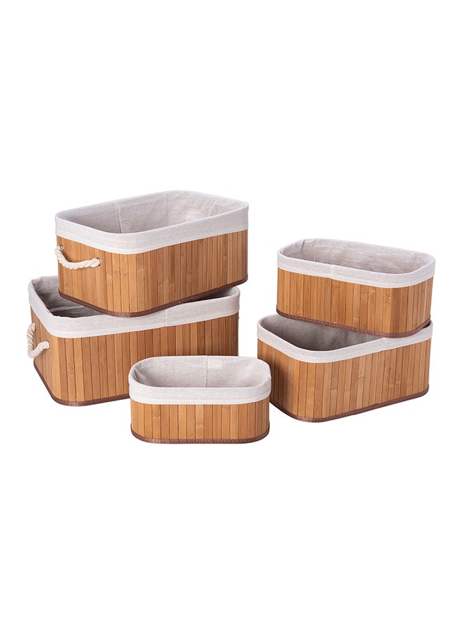 5-Piece Rectangular Non Foldable Basket Beige - Image 1
