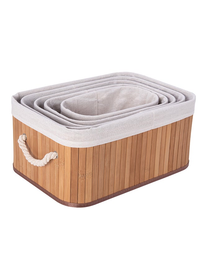 5-Piece Rectangular Non Foldable Basket Beige - Image 3