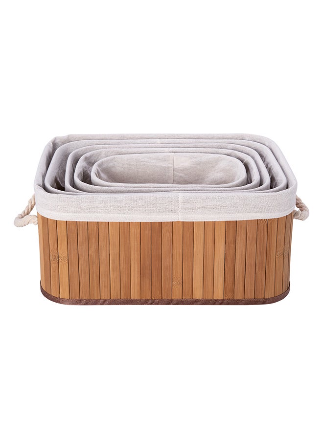 5-Piece Rectangular Non Foldable Basket Beige - Image 2