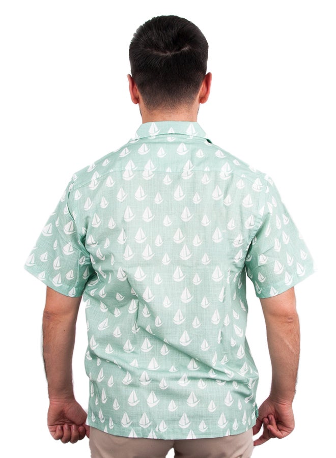 Biggdesign - Anemoss Sail Long Sleeve Shirt Green/White - Image 1