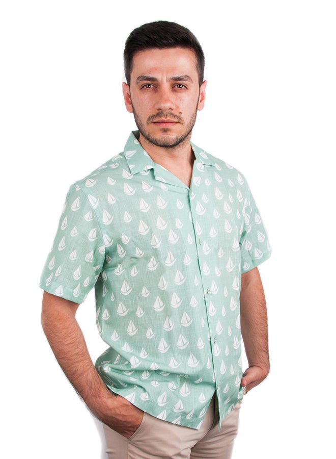 Biggdesign - Anemoss Sail Long Sleeve Shirt Green/White - Image 1