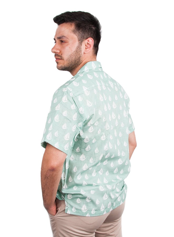 Biggdesign - Anemoss Sail Long Sleeve Shirt Green/White - Image 1