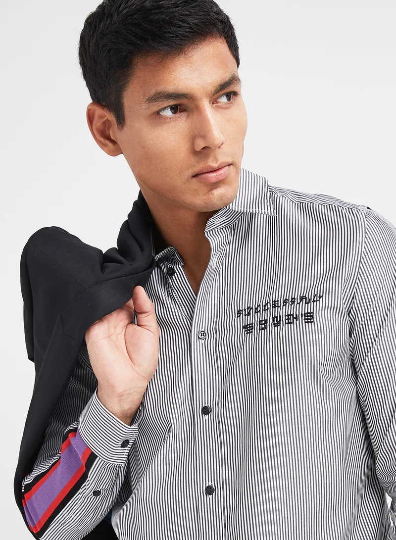 DIESEL Button Detailed Shirt White/Blue/Red