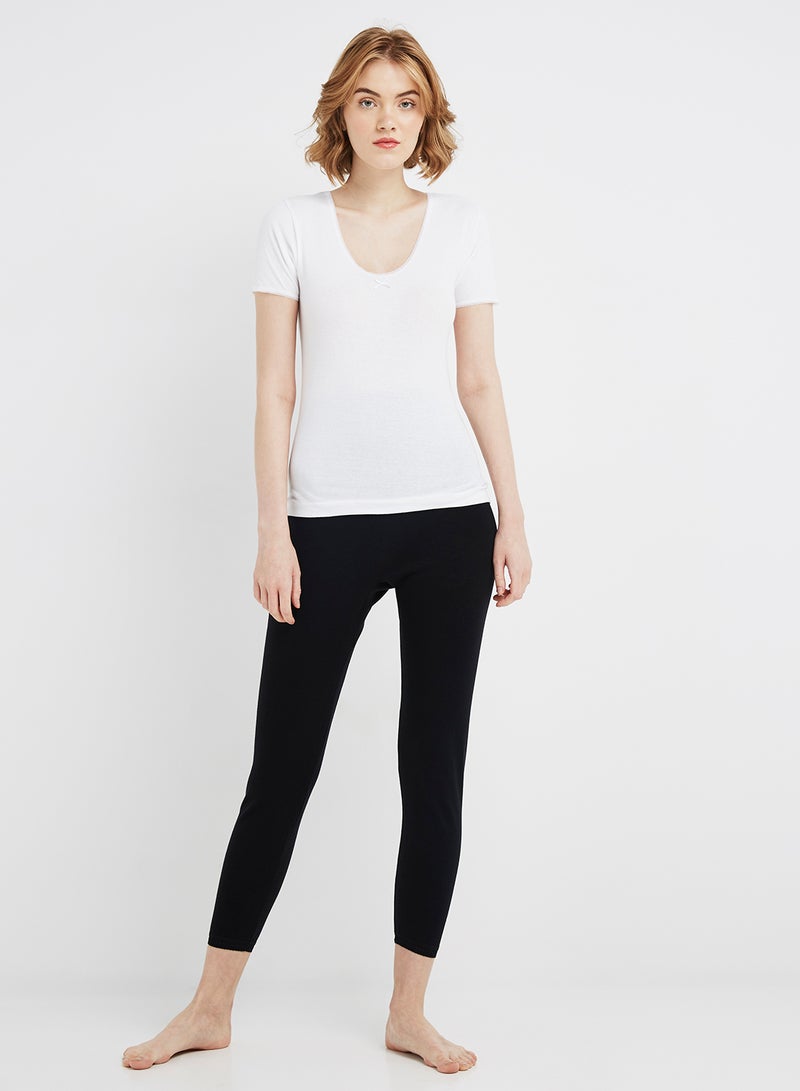 سلاجر 3 قطع من بناطيل ضيقة قطنية بحواف مزينة بالدانتيل أسود - Image 1