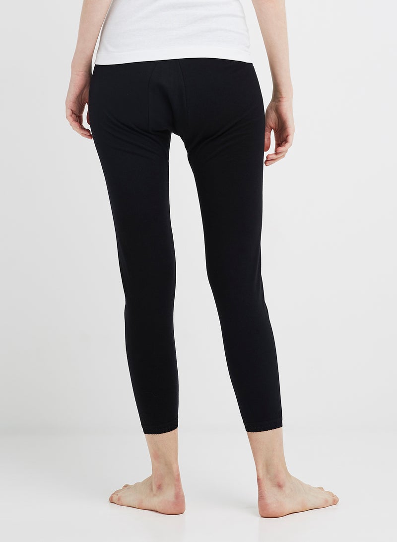 سلاجر 3 قطع من بناطيل ضيقة قطنية بحواف مزينة بالدانتيل أسود - Image 3