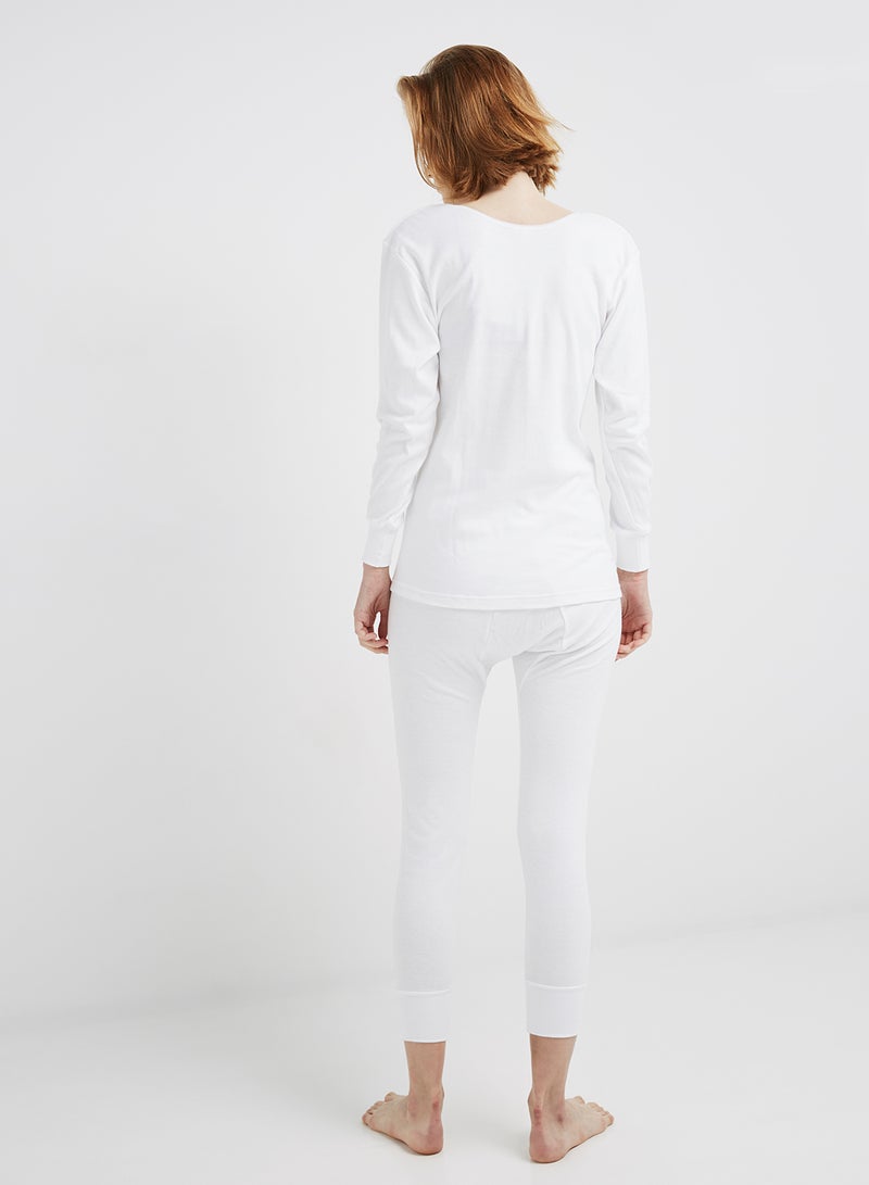 سلاجر طقم بيجامة قطن أبيض - Image 2