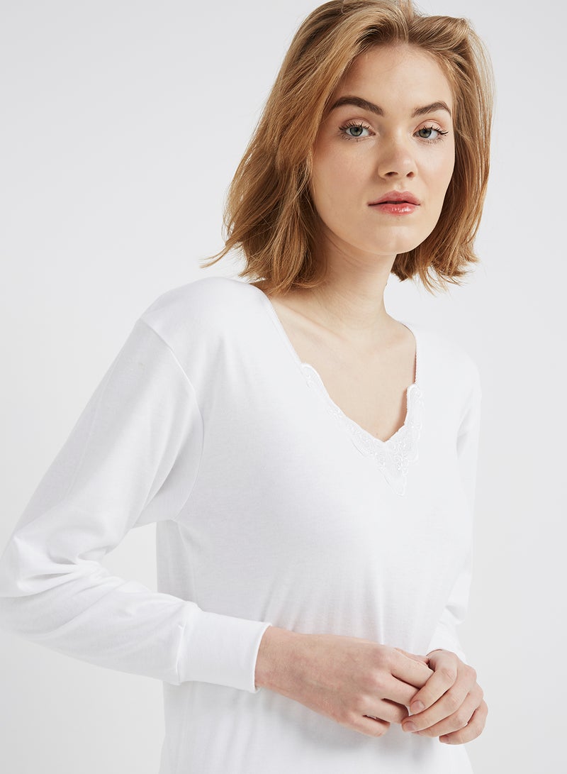 سلاجر طقم بيجامة قطن أبيض - Image 3