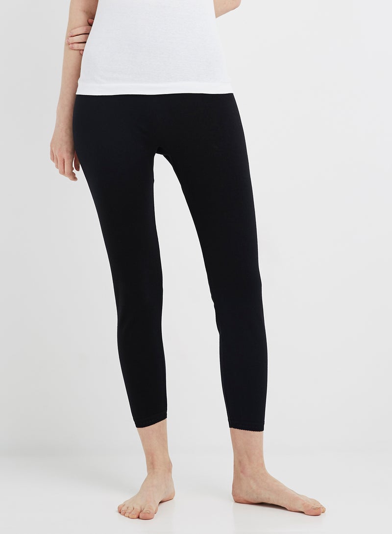 سلاجر 3 قطع من بناطيل ضيقة قطنية بحواف مزينة بالدانتيل أسود - Image 2