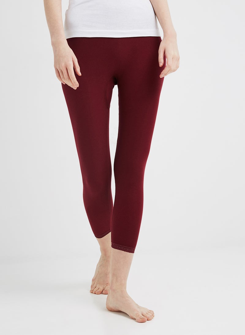 سلاجر بنطال ضيق مزين بالدانتيل كستنائي - Image 1