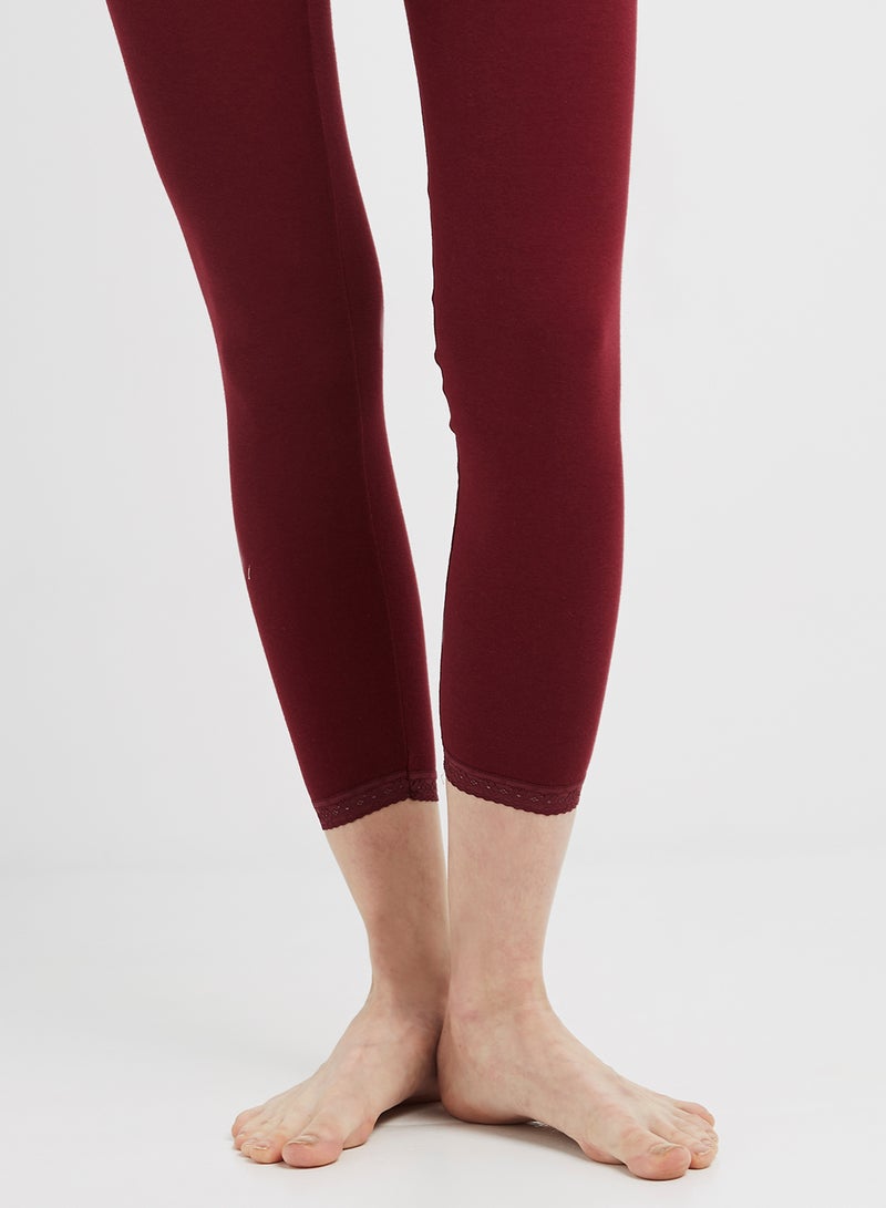 سلاجر بنطال ضيق مزين بالدانتيل كستنائي - Image 4