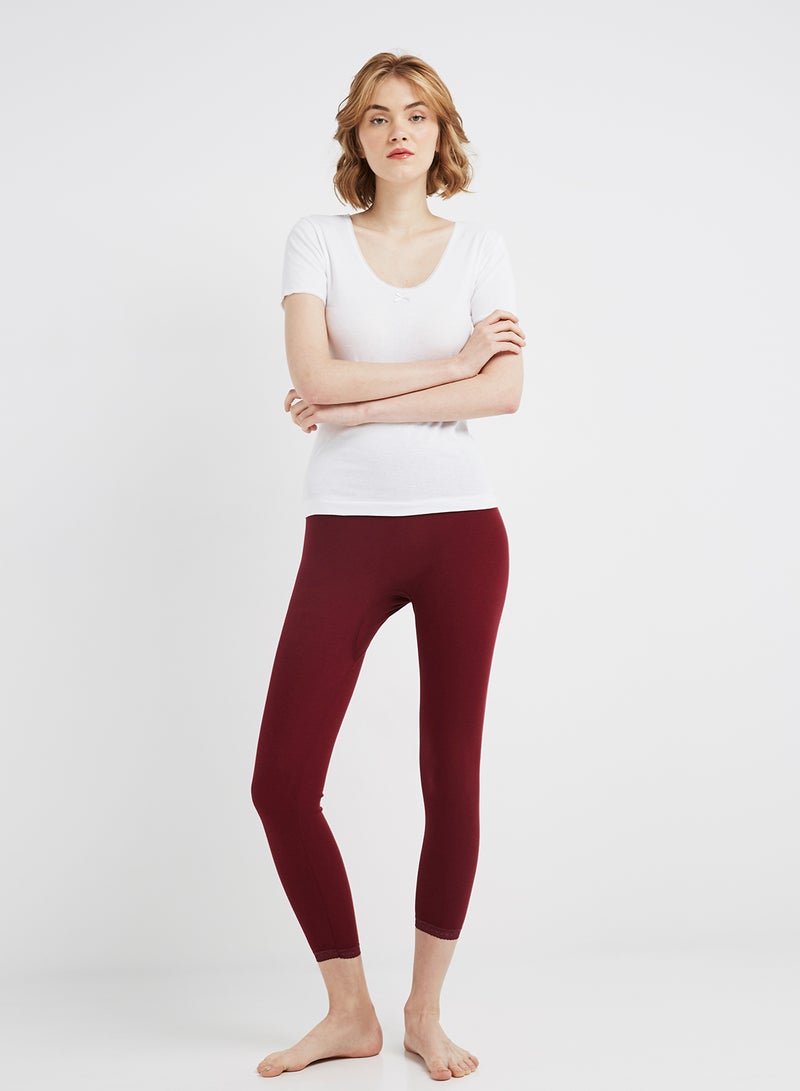 سلاجر بنطال ضيق مزين بالدانتيل كستنائي - Image 2