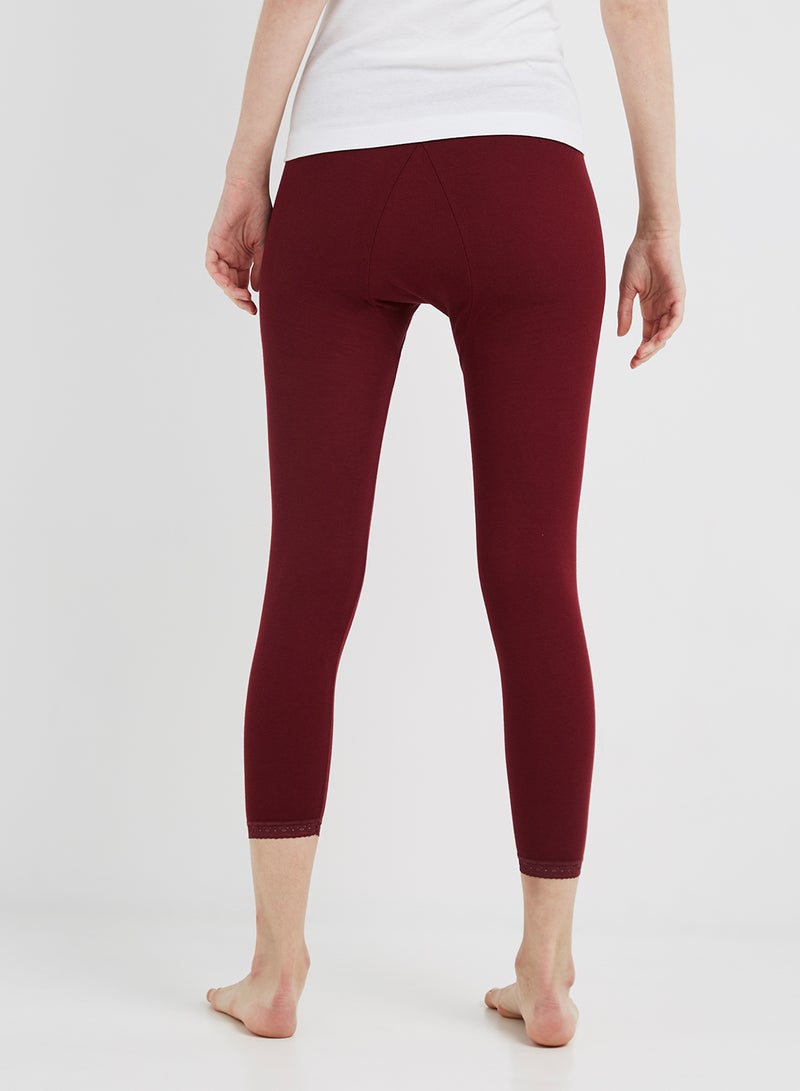 سلاجر بنطال ضيق مزين بالدانتيل كستنائي - Image 3