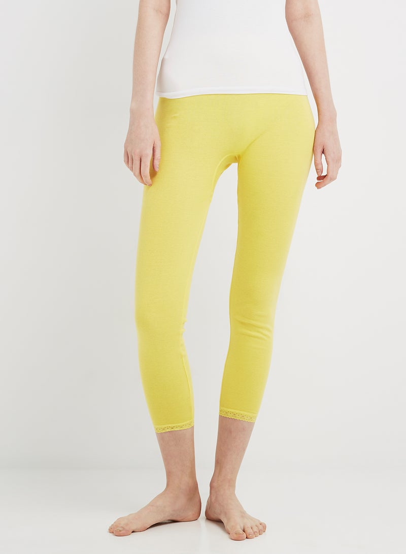 سلاجر بنطال ضيق مزين بالدانتيل أصفر - Image 2