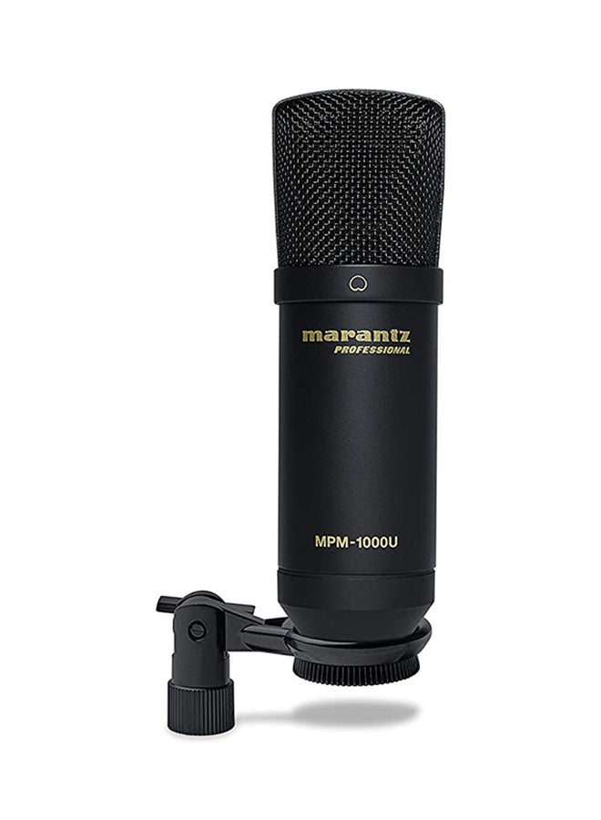 Marantz - Marantz Professional MPM1000U - USB Condenser Studio Microphone with Built In Audio Interface, Cable, Perfect for Podcast Production MPM1000U Black - Image 1